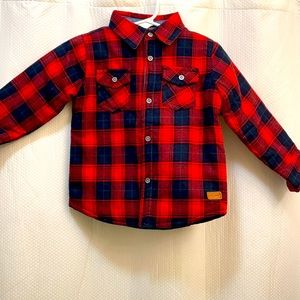 Very cute red flannel winter jacket with jeans set great for fall and winter